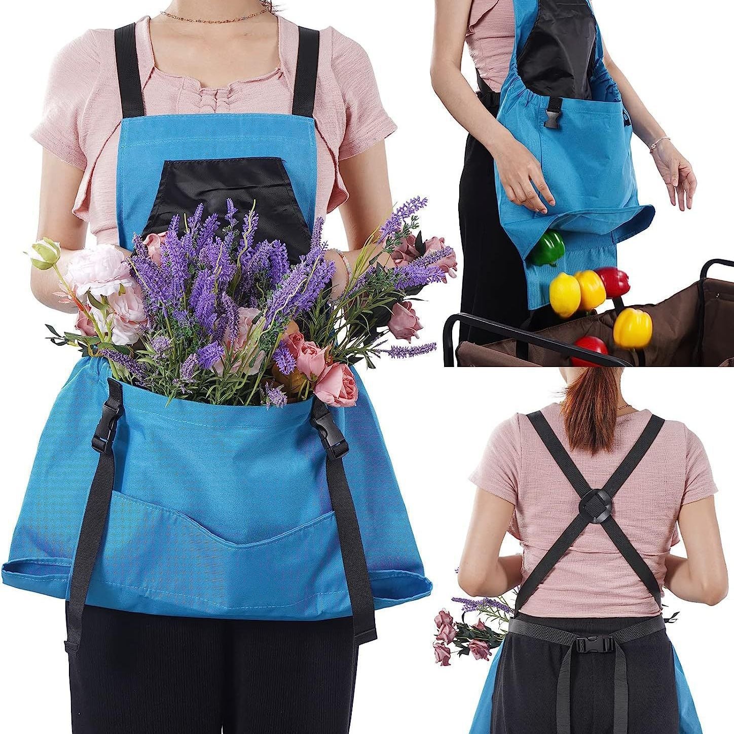 Waterproof Oxford Gardening Apron With Pockets And Adjustable Fit For Women