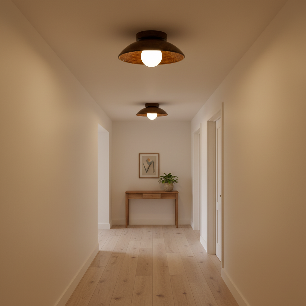 Circular Wooden Flush Mount Light | Ormexis