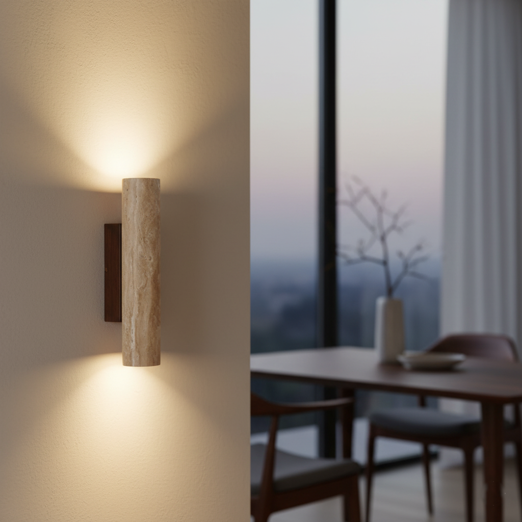 Travertine Cylinder Wall Sconce | Ormexis