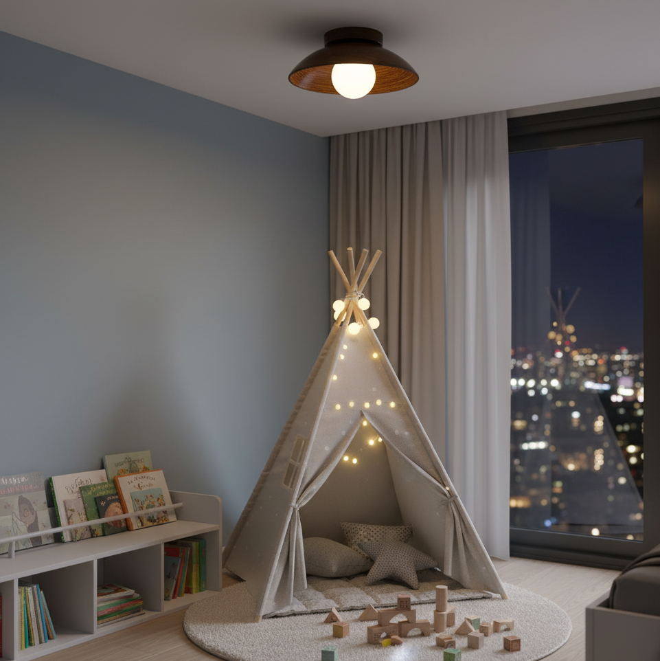 Circular Wooden Flush Mount Light | Ormexis