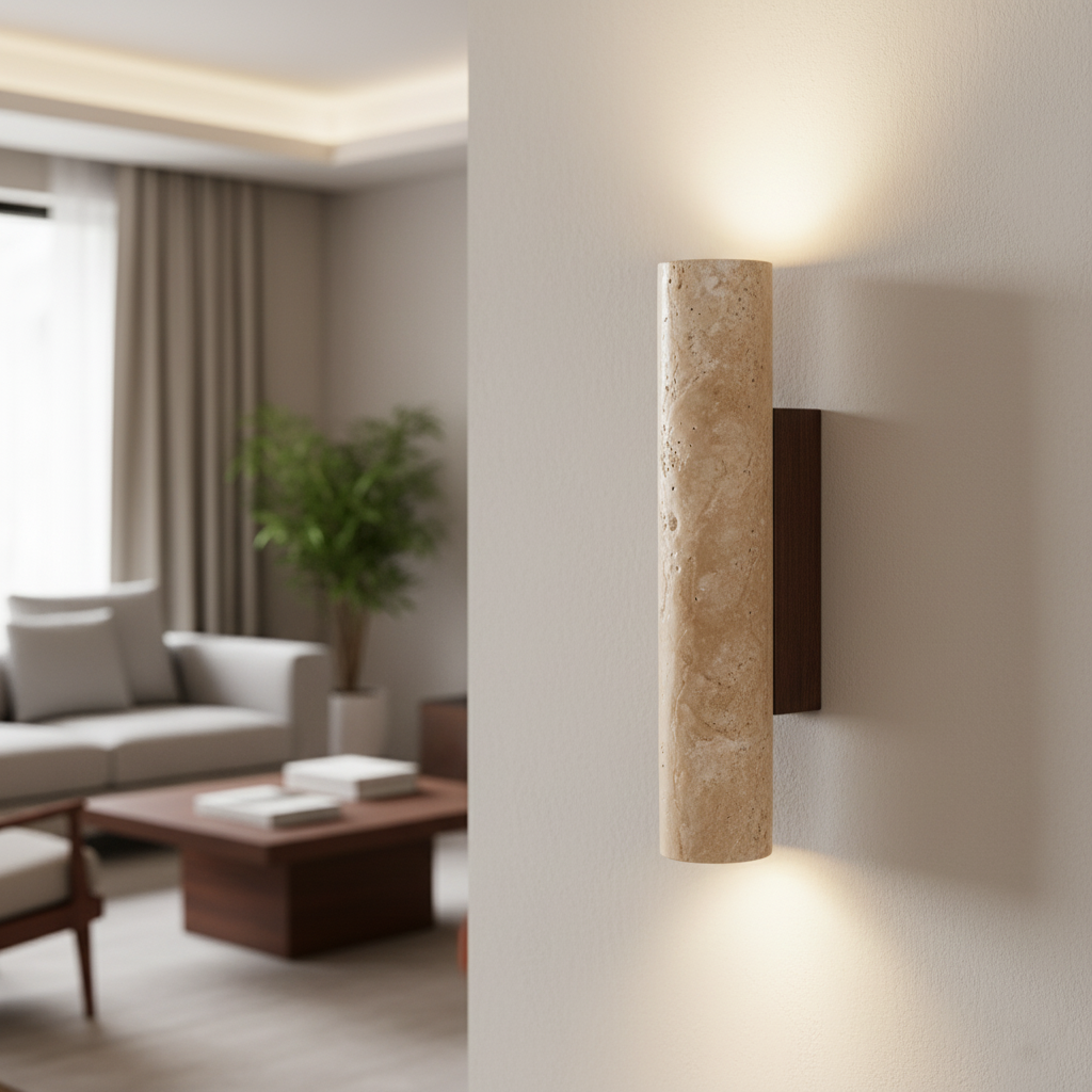Travertine Cylinder Wall Sconce | Ormexis