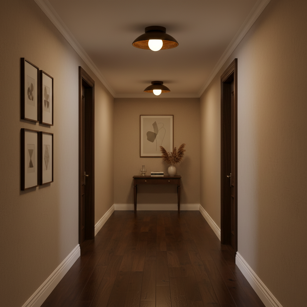Circular Wooden Flush Mount Light | Ormexis