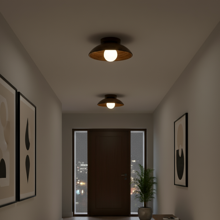 Circular Wooden Flush Mount Light | Ormexis