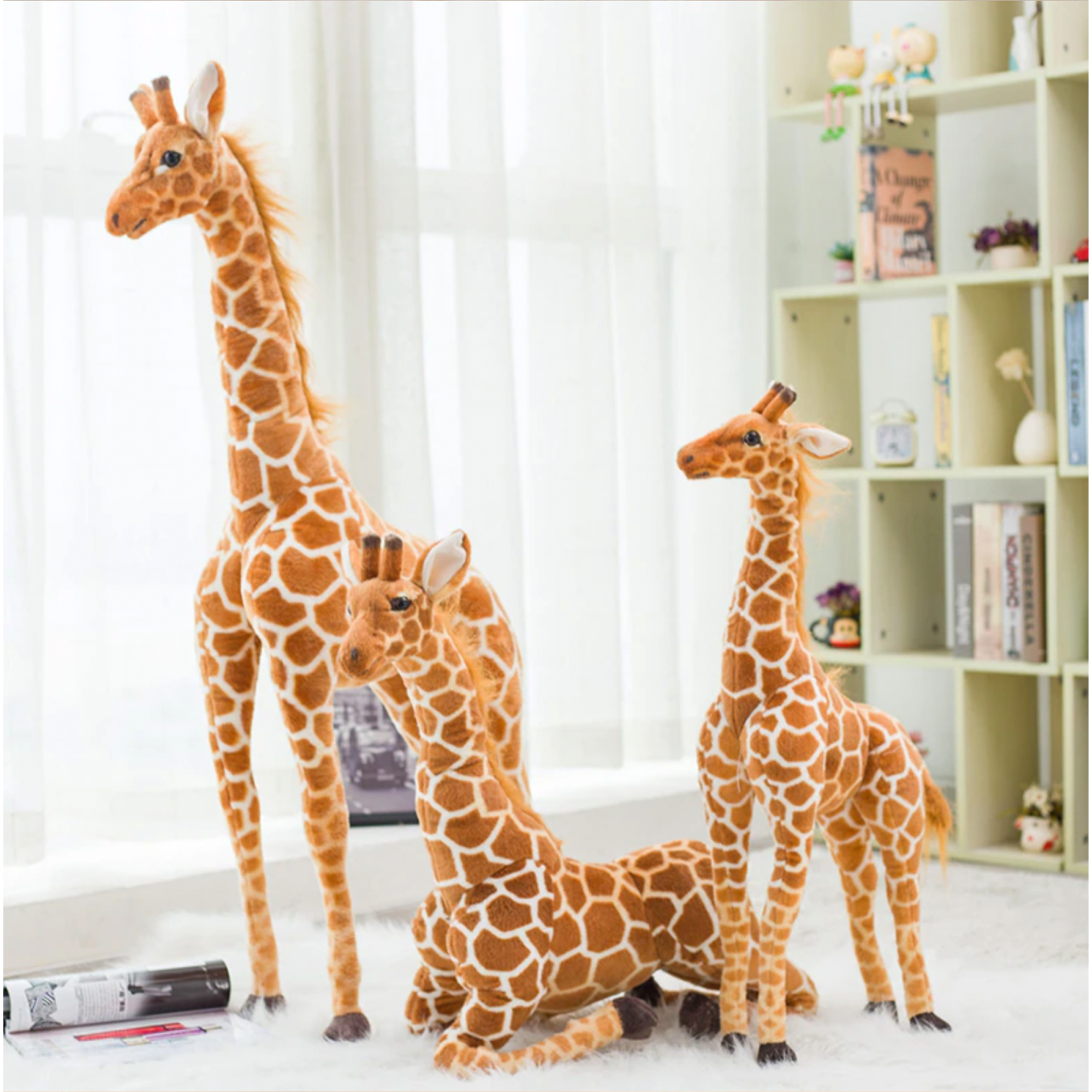 Peluche girafe surdimensionnée pour câlins chaleureux et moments de jeu