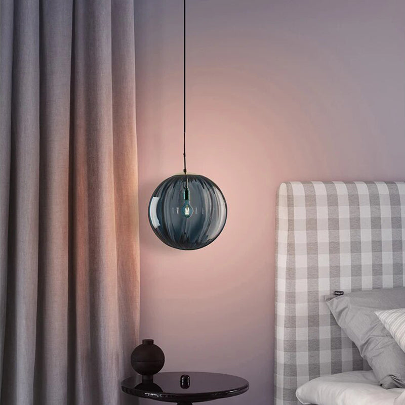 Nordic Glass Globe Pendant Light With Water Pattern For Modern Homes