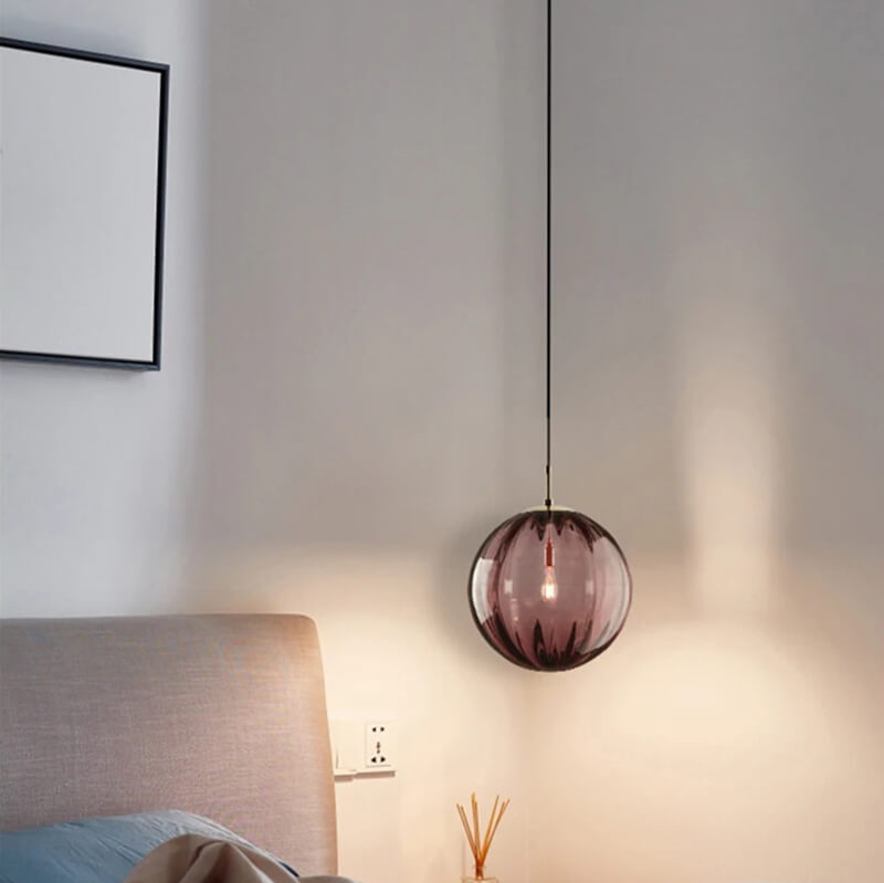 Nordic Glass Globe Pendant Light With Water Pattern For Modern Homes