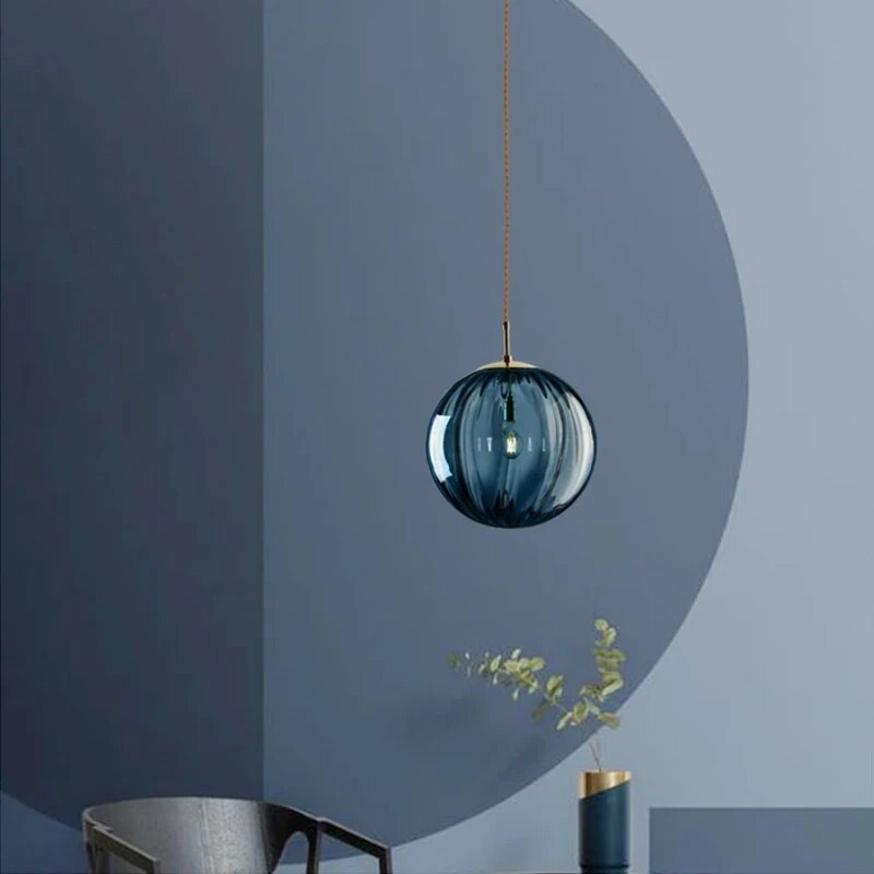 Nordic Glass Globe Pendant Light With Water Pattern For Modern Homes