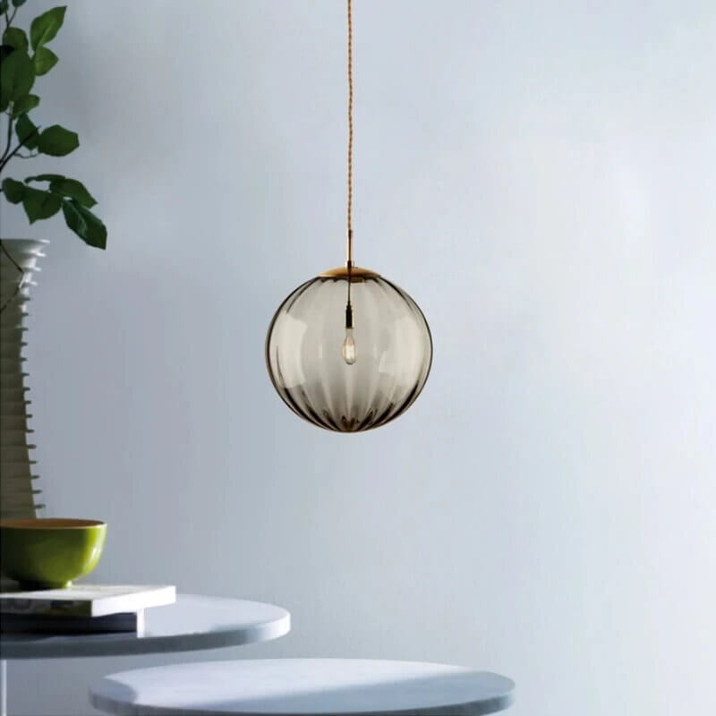 Nordic Glass Globe Pendant Light With Water Pattern For Modern Homes