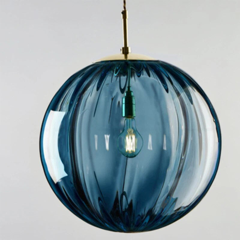 Nordic Glass Globe Pendant Light With Water Pattern For Modern Homes