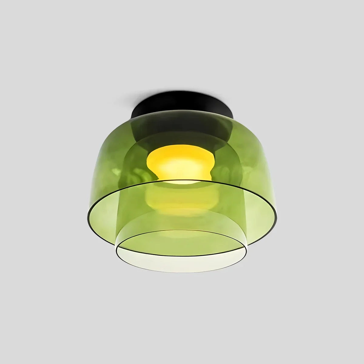 Cozy Bedroom Ceiling Fixture With Colored Glass Glow