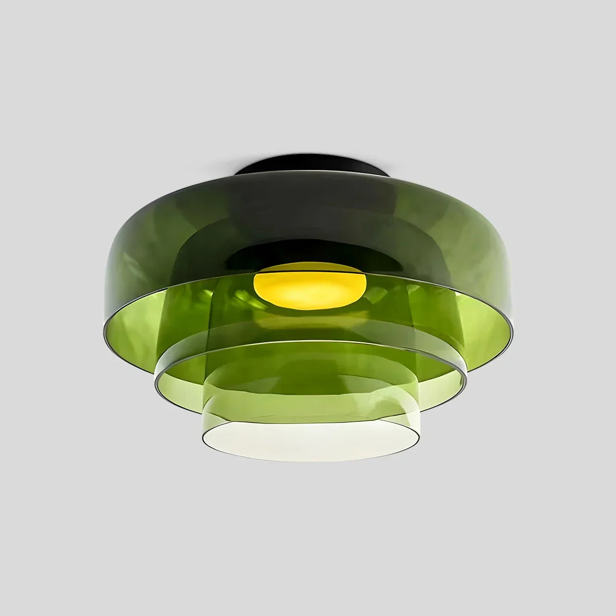 Cozy Bedroom Ceiling Fixture With Colored Glass Glow