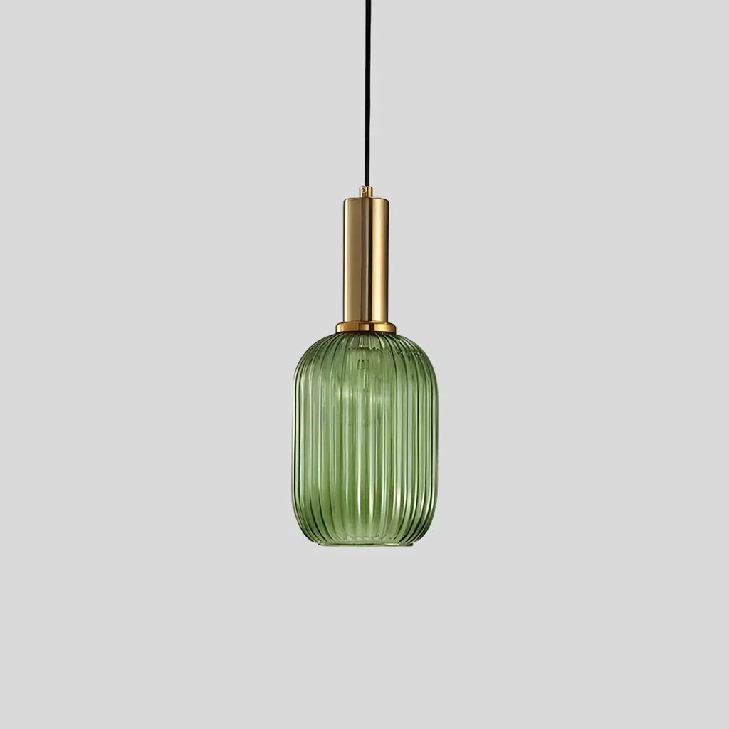 Nordic Glass Pendant Light With Striped Shade Design