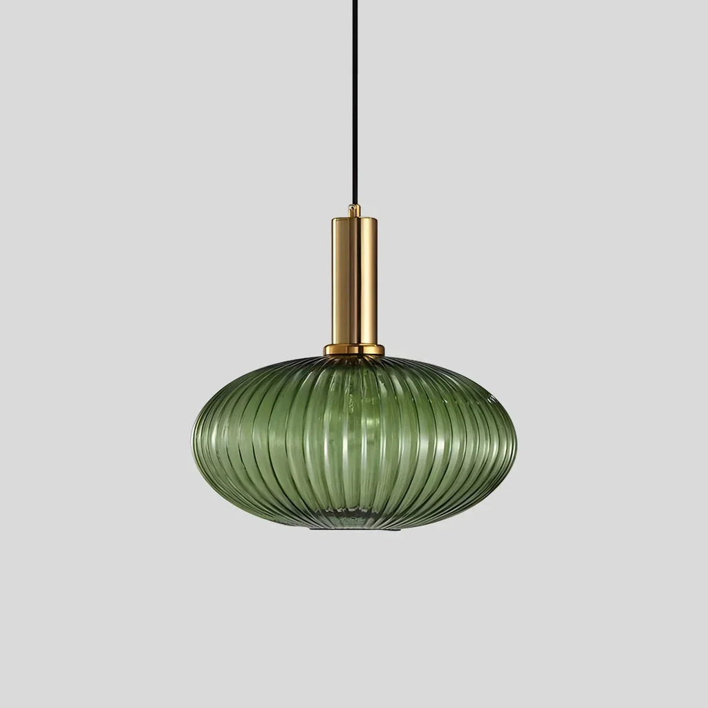Nordic Glass Pendant Light With Striped Shade Design