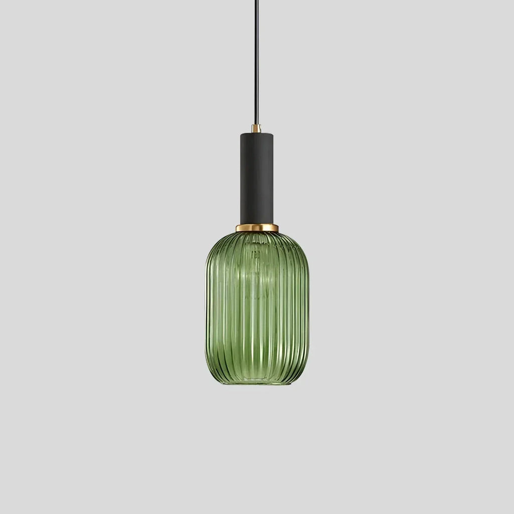 Nordic Glass Pendant Light With Striped Shade Design