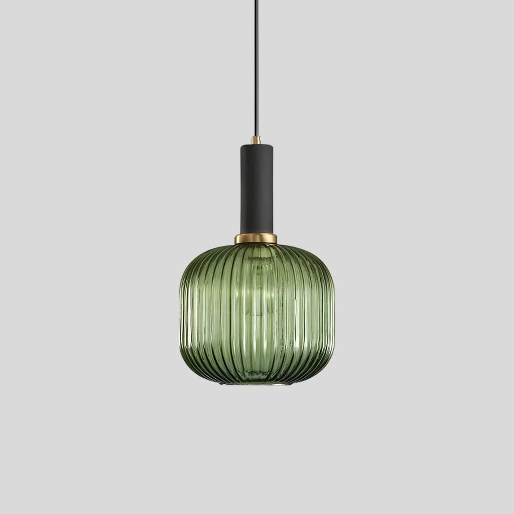 Nordic Glass Pendant Light With Striped Shade Design