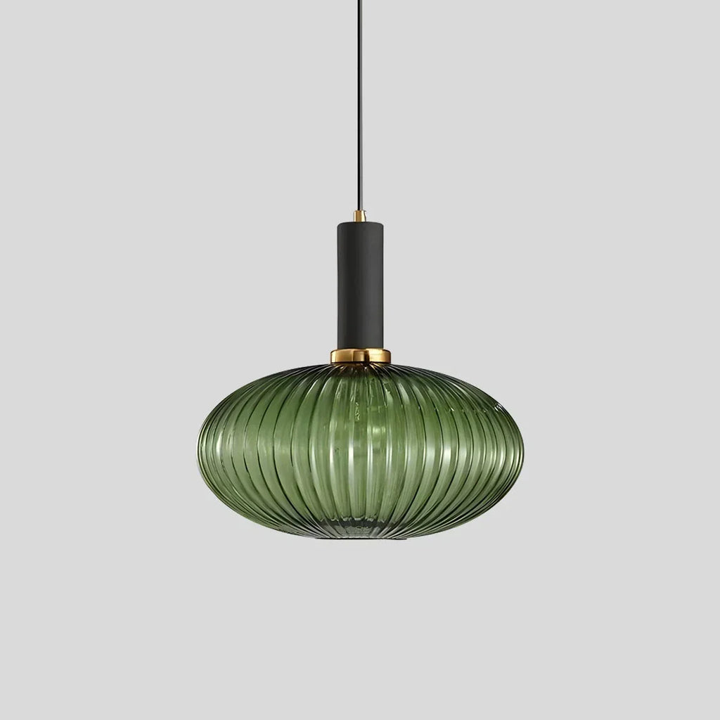 Nordic Glass Pendant Light With Striped Shade Design