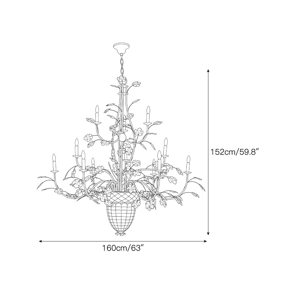 Lustre Ormexis en fer ambré en forme de gland, 15 lumières