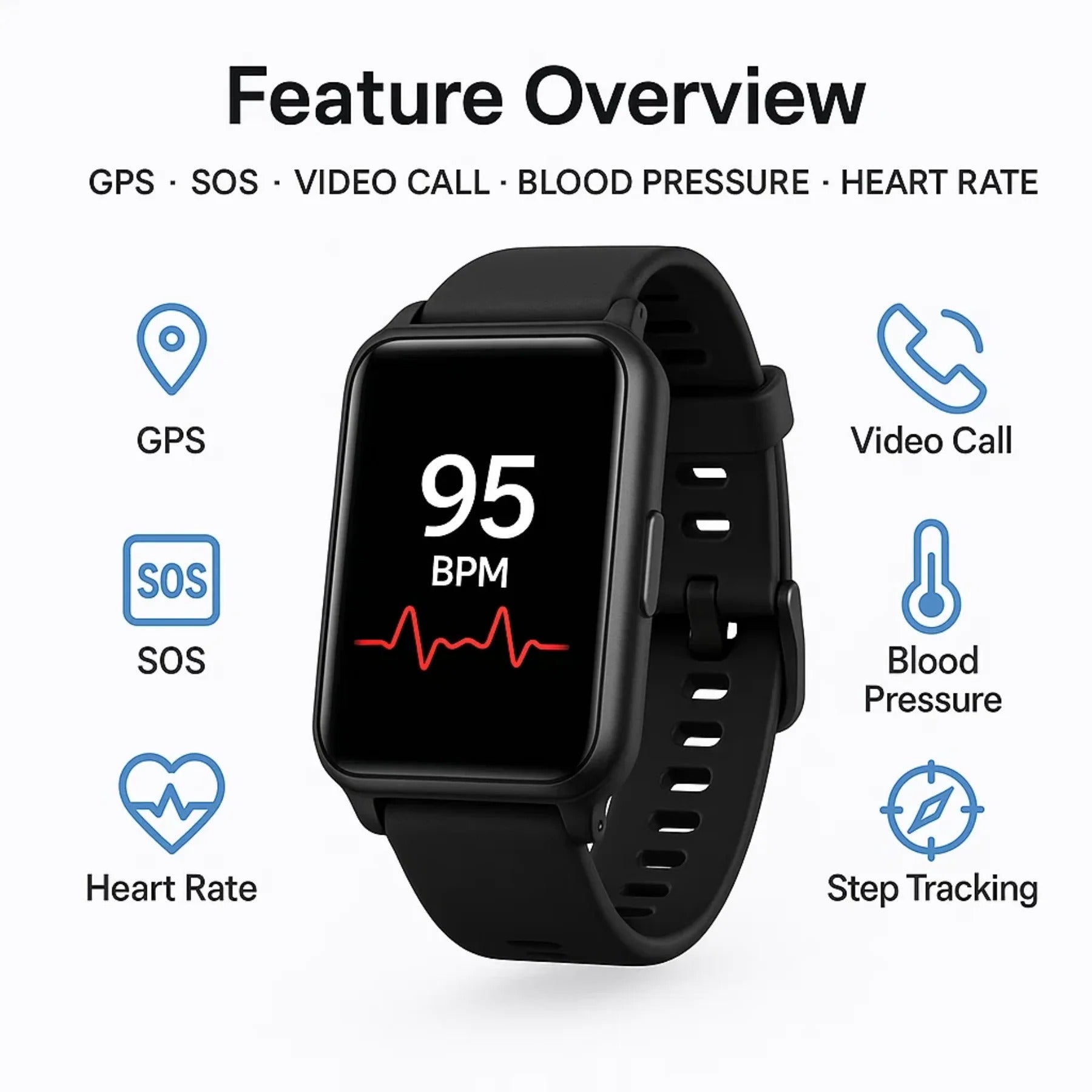 Chytré hodinky Guardian Watch Senior s detekcí pádu a GPS sledováním