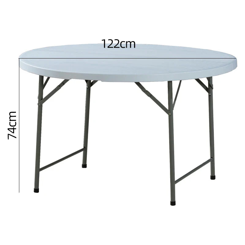 Mesa plegable de HDPE redonda de 4 pies, diseño portátil para uso interior y exterior