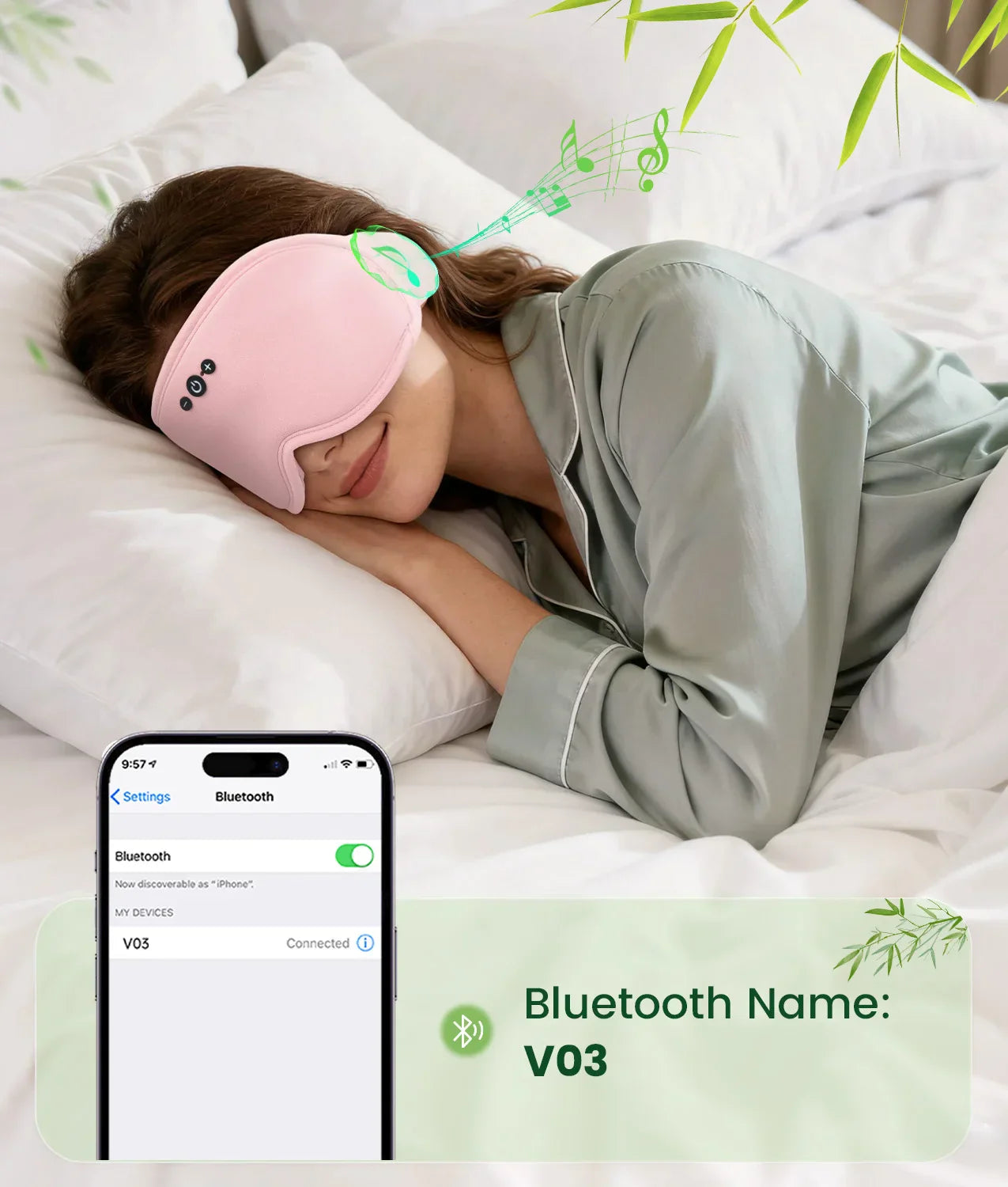 Maschera per gli occhi Serene Sleep con Bluetooth 5.4 e design 3D per il blocco della luce