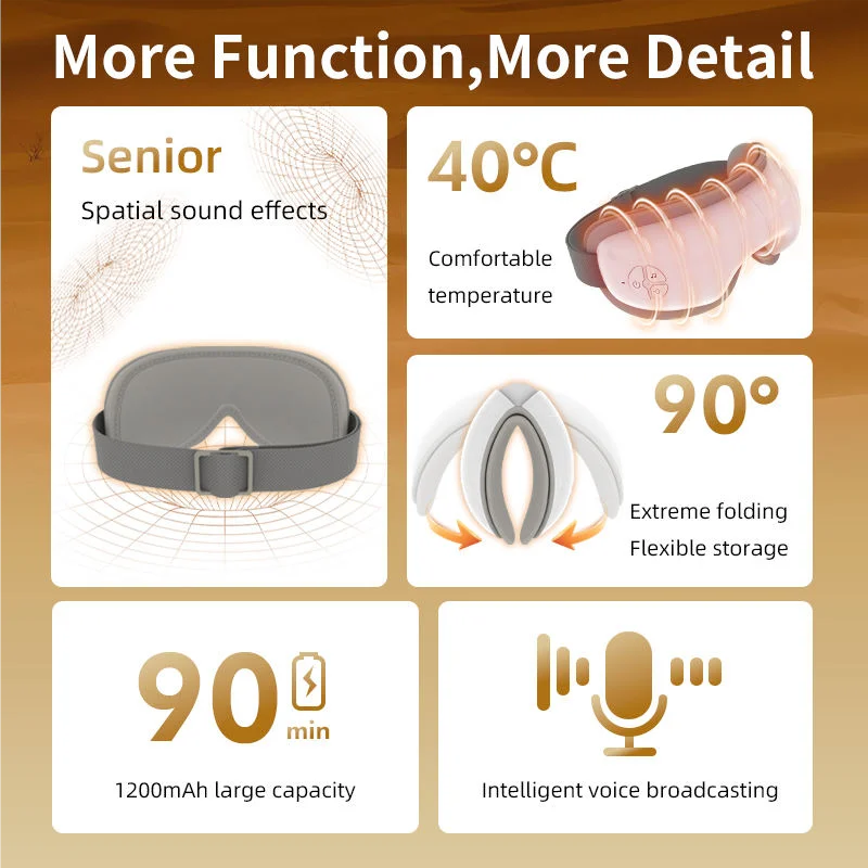 IntelliRelax V-formet øjenmassager med varm komprimering og lufttryk, bærbar øjenpleje