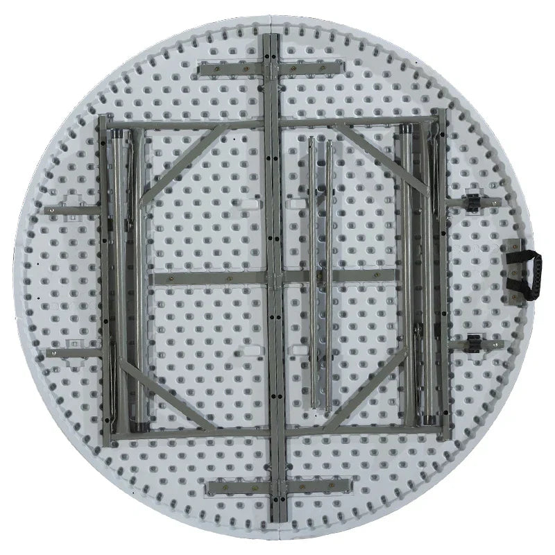 Mesa plegable de HDPE redonda de 4 pies, diseño portátil para uso interior y exterior