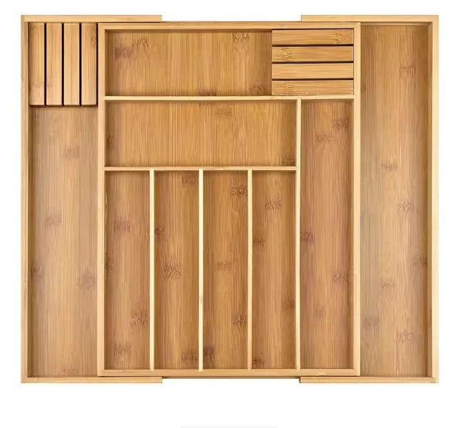 EcoCraft Bamboo Organizer For Drawers With Adjustable Compartments