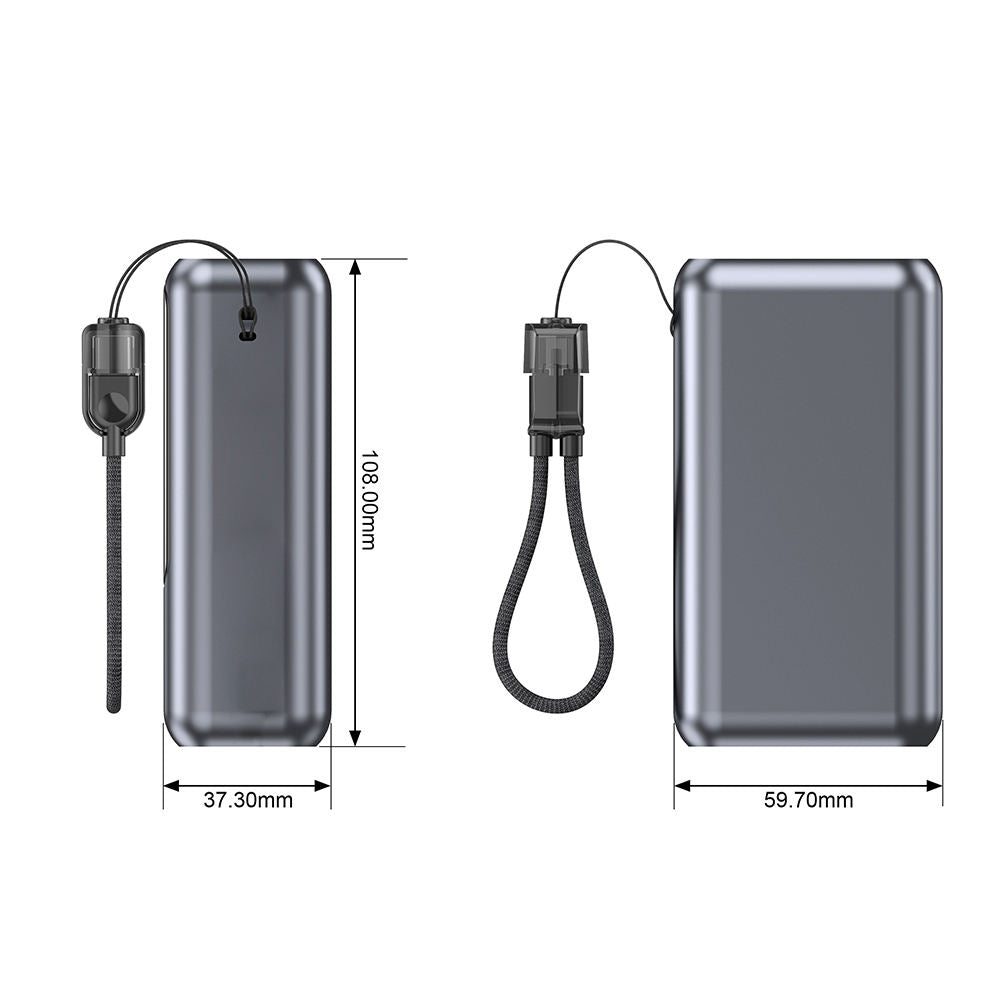 10000mAh kapacitású power bank digitális kijelzővel és gyorstöltéssel USB-eszközökhöz