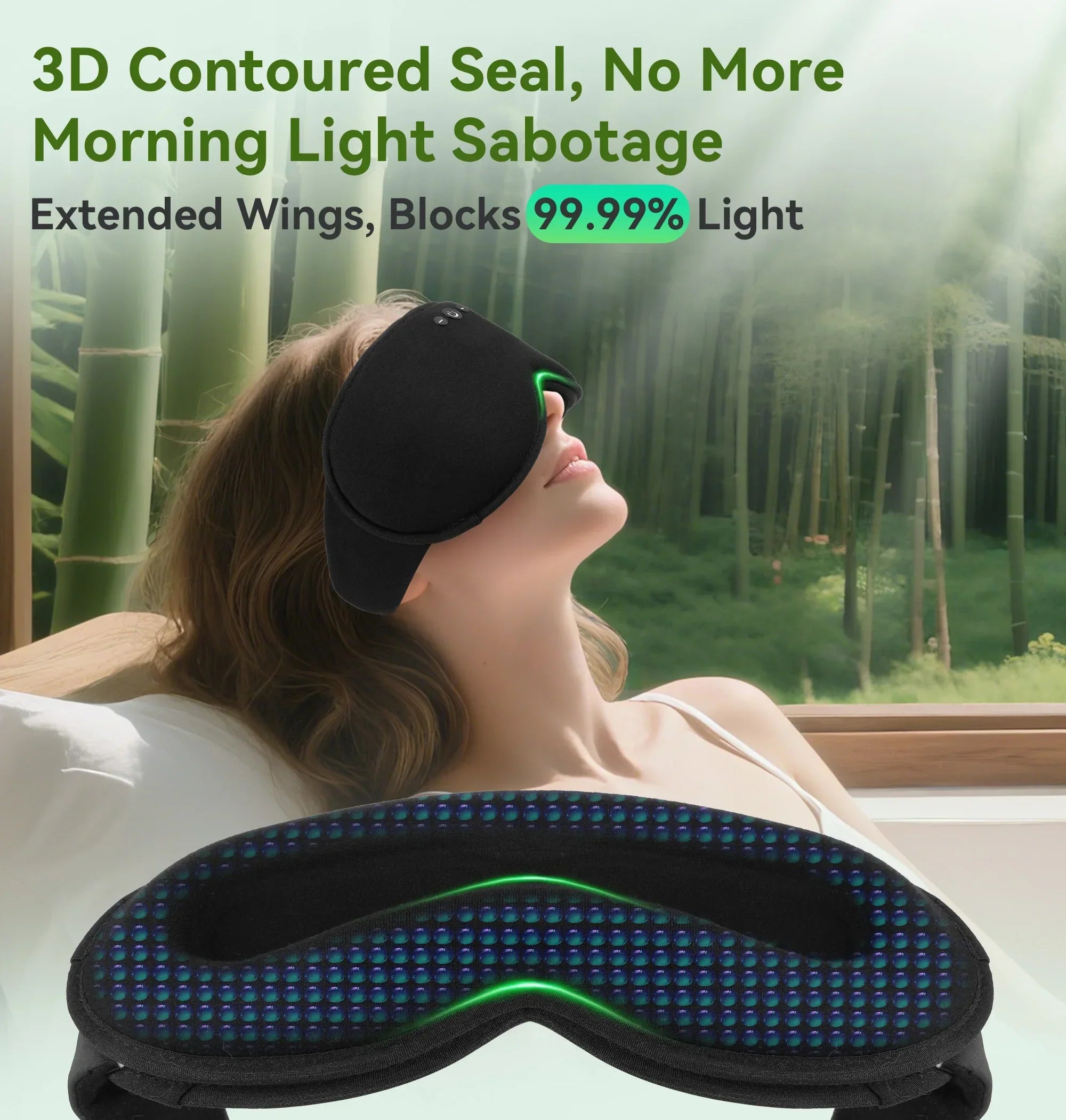 Maschera per gli occhi Serenity Sleep 3D con Bluetooth, blocco della luce e riproduzione musicale