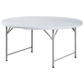 Mesa plegable de HDPE redonda de 4 pies, diseño portátil para uso interior y exterior
