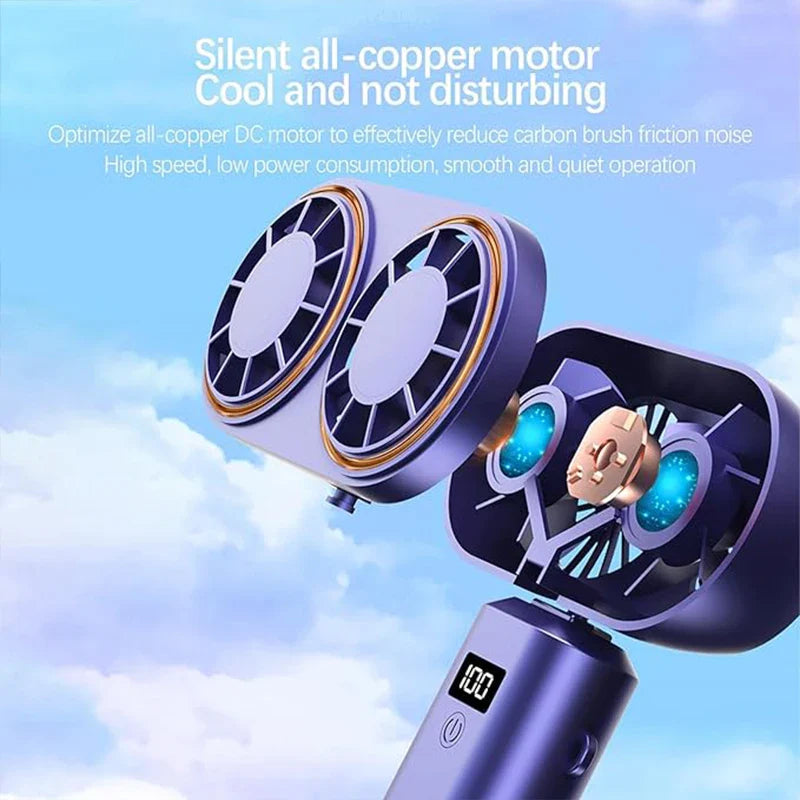 Přenosný ventilátor AerisCool s dvojitým chlazením, pěti rychlostními nastaveními, ideální na cesty - Ormexis