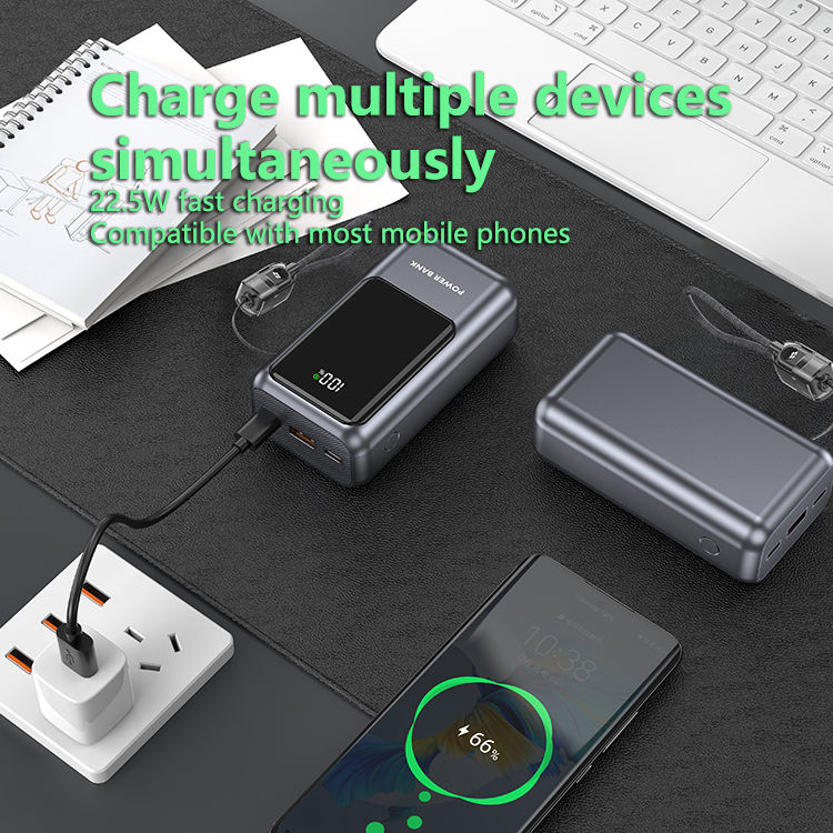 10000mAh kapacitású power bank digitális kijelzővel és gyorstöltéssel USB-eszközökhöz