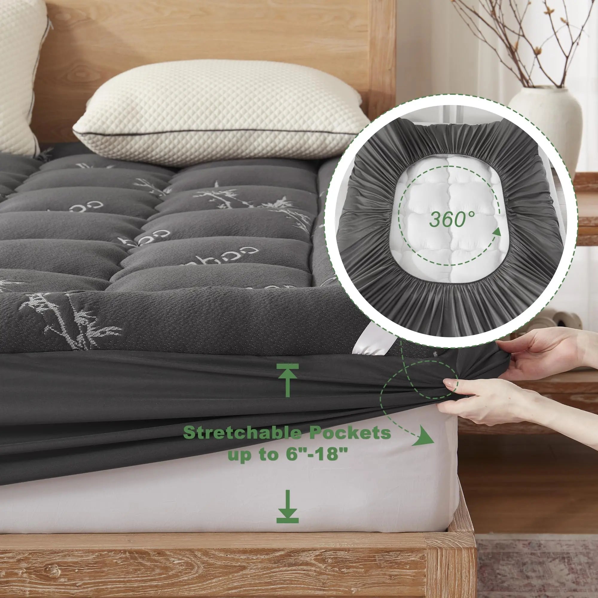 EcoComfort Collection Quilted Waterproof and Breathable Mattress Protector Bamboo Viscose