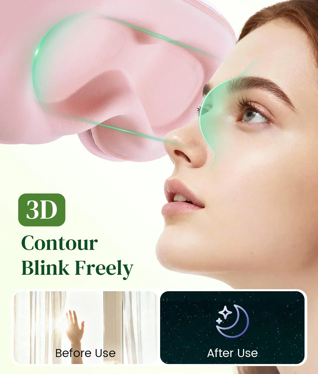 Maschera per gli occhi Serene Sleep con Bluetooth 5.4 e design 3D per il blocco della luce