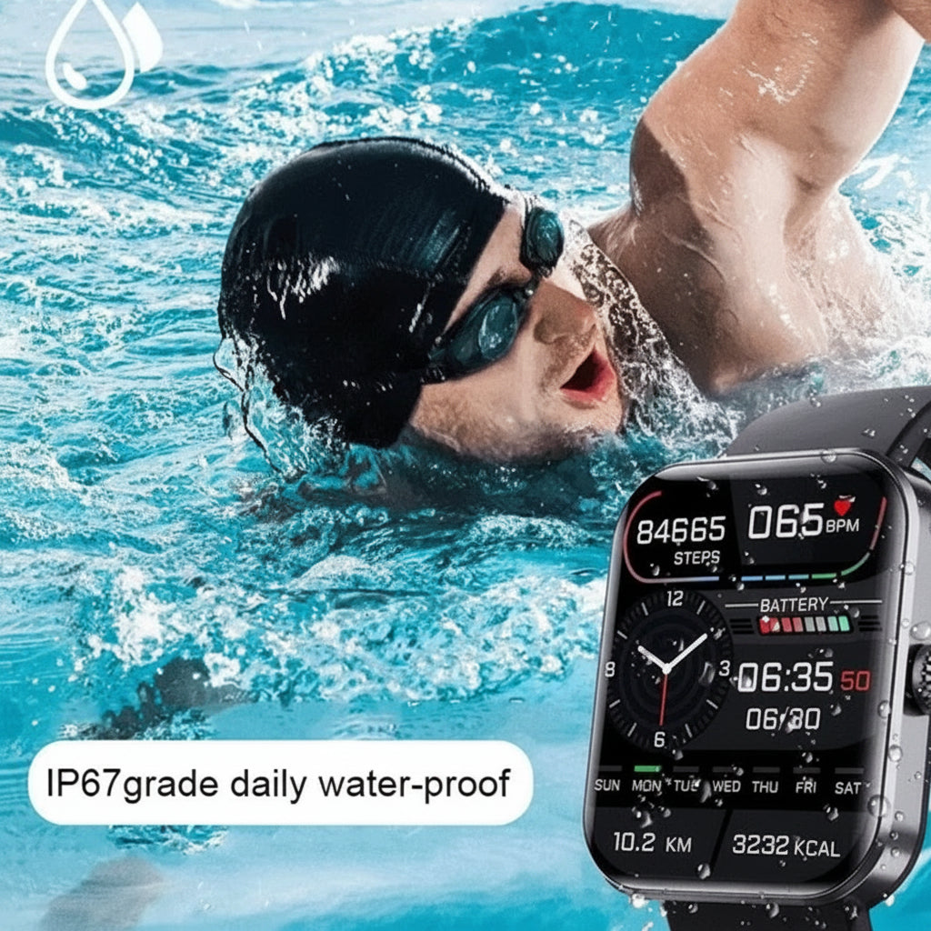 Smartwatch z funkcją monitorowania ciśnienia krwi i poziomu cukru we krwi oraz możliwością dzwonienia przez Bluetooth