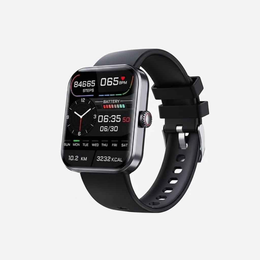 Smartwatch z funkcją monitorowania ciśnienia krwi i poziomu cukru we krwi oraz możliwością dzwonienia przez Bluetooth