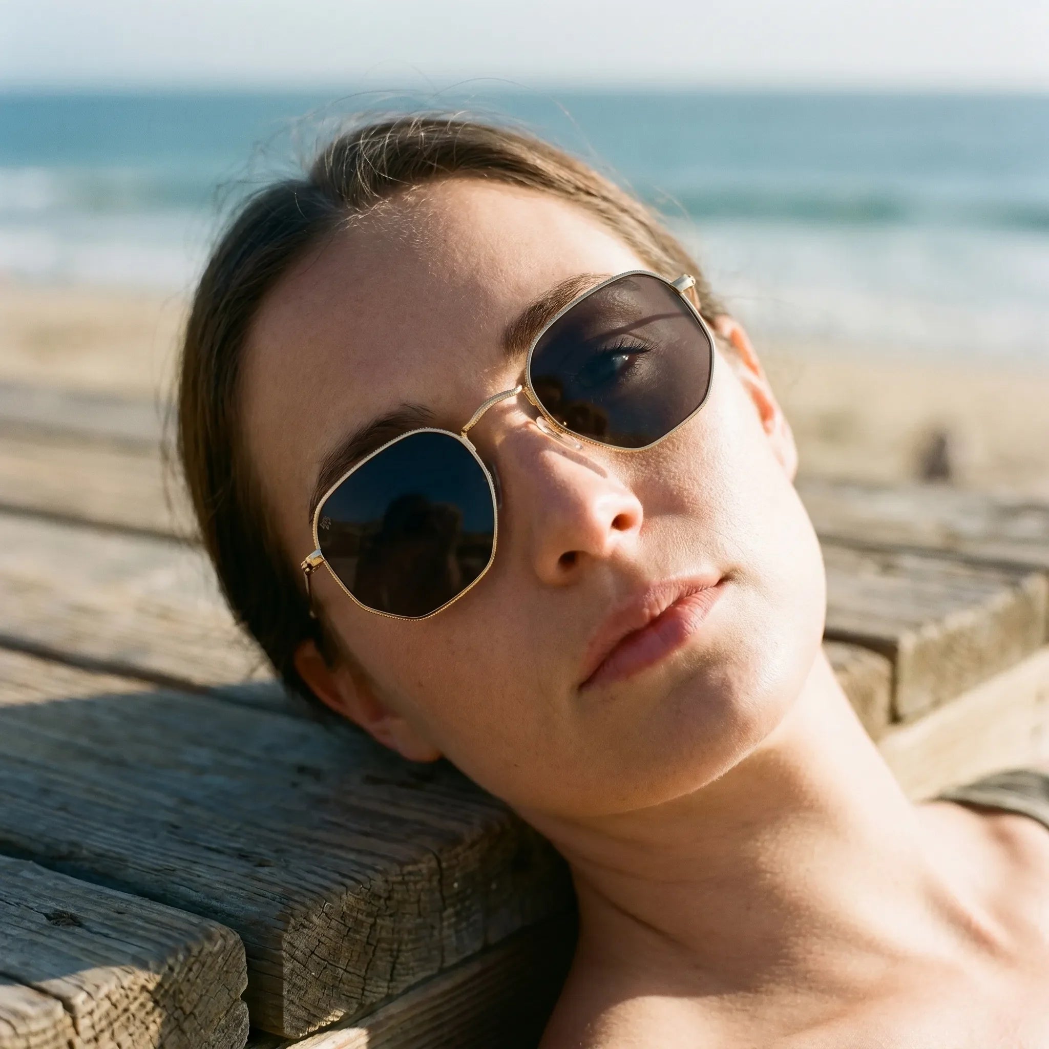 Hexagonal Geometric Metal Sunglasses -  Reducing Bright Glare - Ormexis