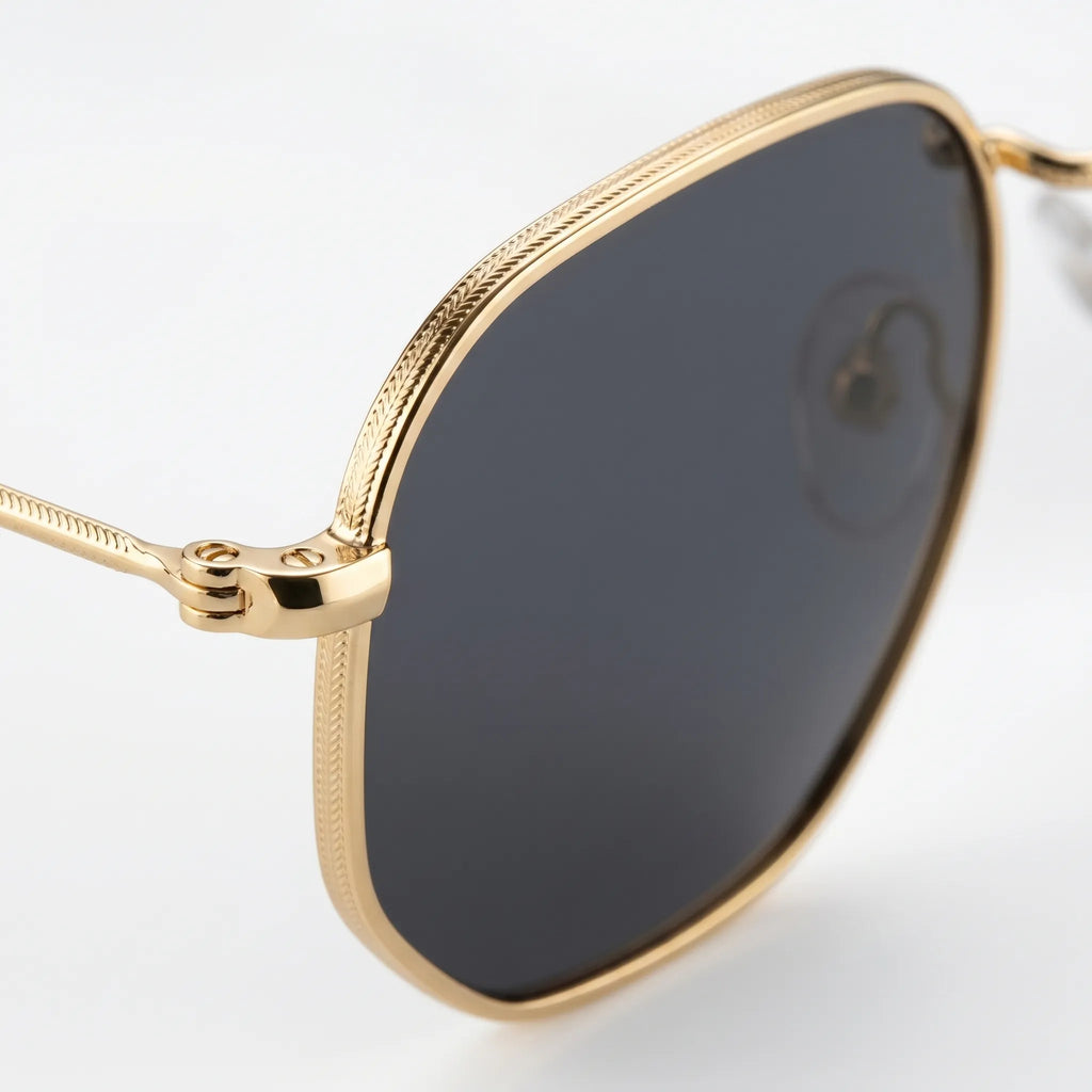 Hexagonal Geometric Metal Sunglasses -  Reducing Bright Glare - Ormexis