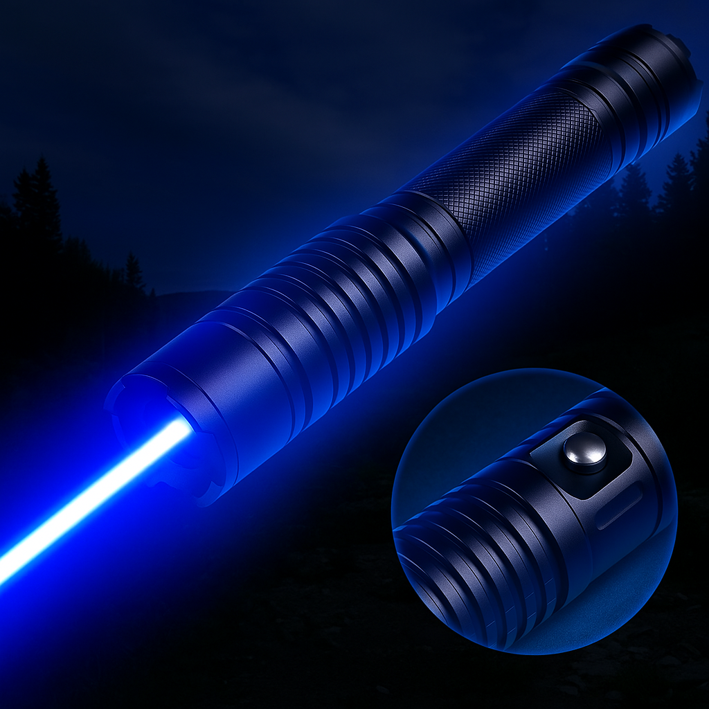 Wiederaufladbare Laser-Taschenlampe mit 5000 m Reichweite, robustes Aluminiumgehäuse