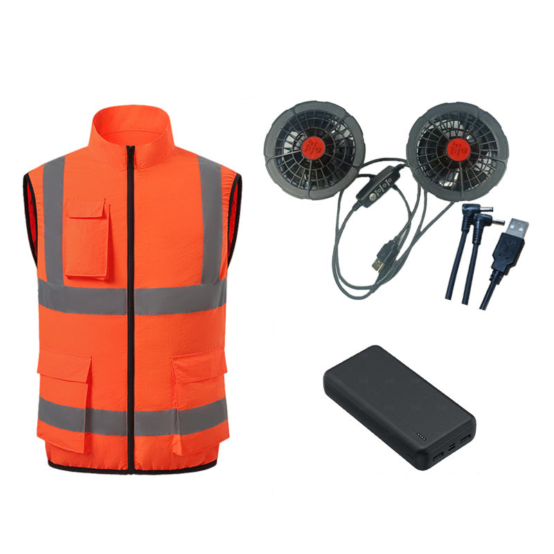Men's Cooling Vest With Built-In Fans And Reflective Stripes
