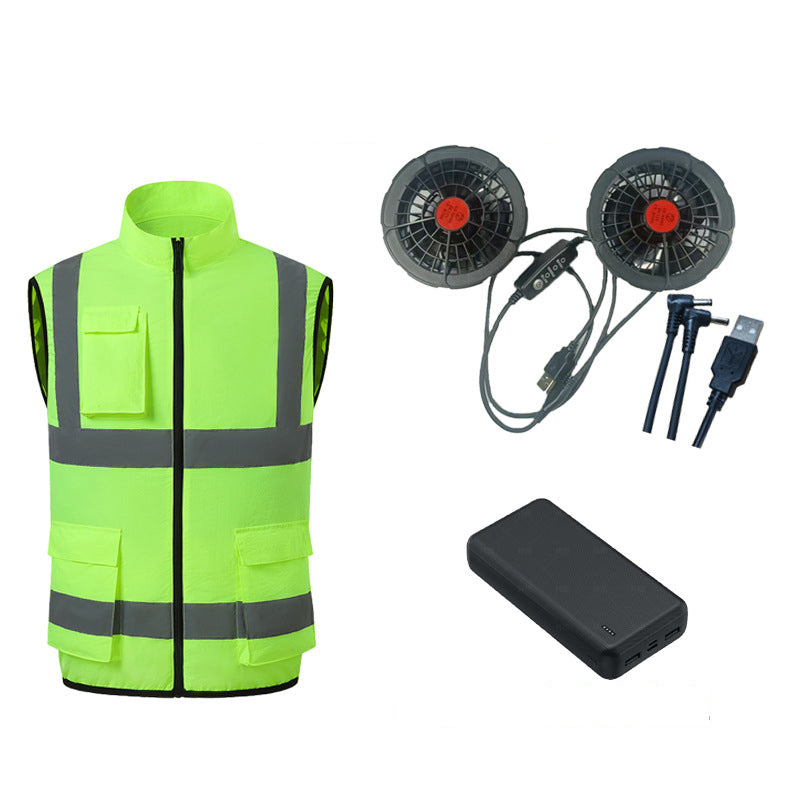 Men's Cooling Vest With Built-In Fans And Reflective Stripes