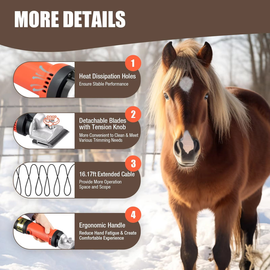 Equestrian Horse Clippers With Ultra Quiet Operation And Ergonomic Grip
