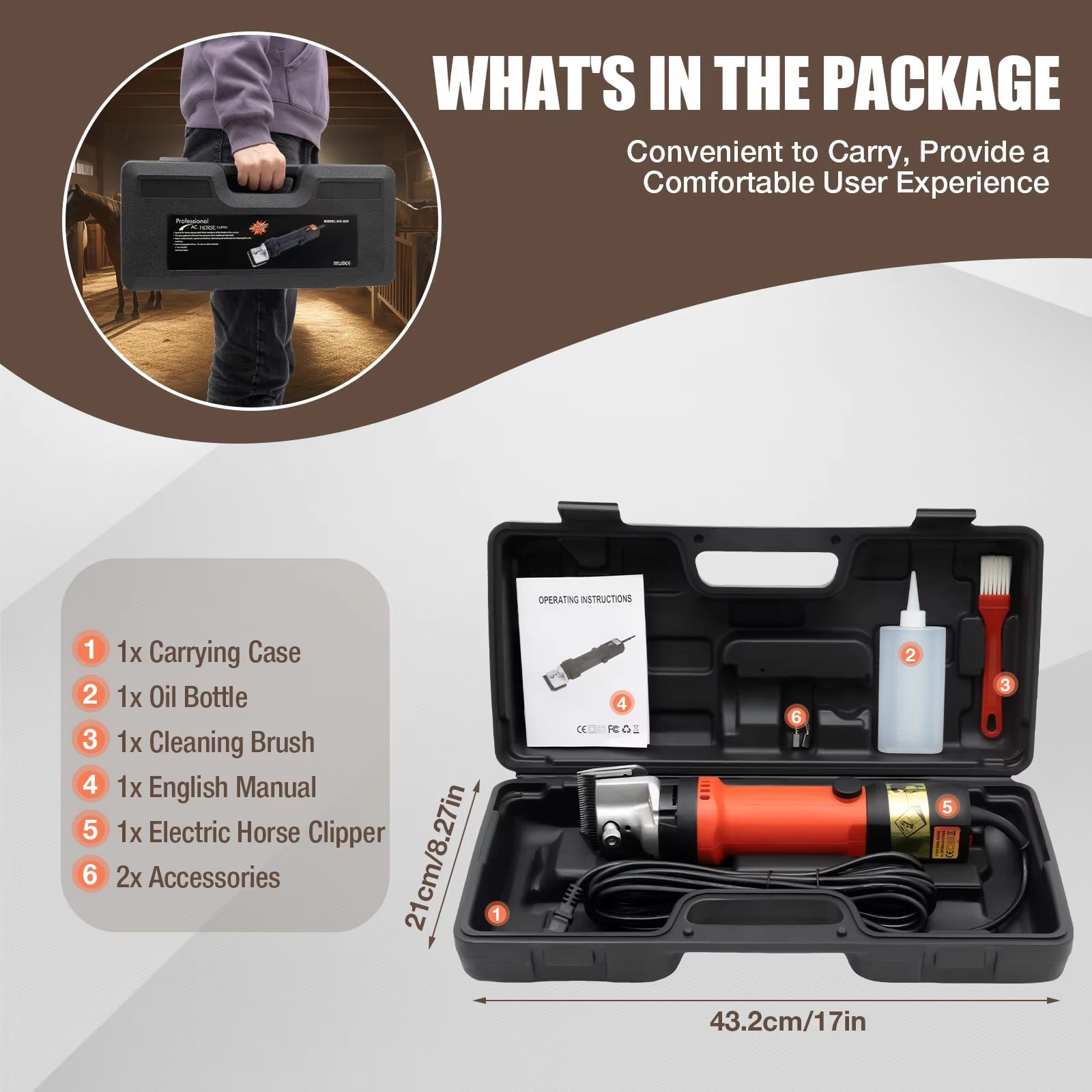 Equestrian Horse Clippers With Ultra Quiet Operation And Ergonomic Grip