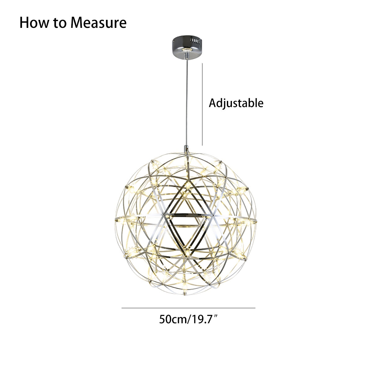 Dining Room Pendant Light With Polished Stainless Steel Sphere