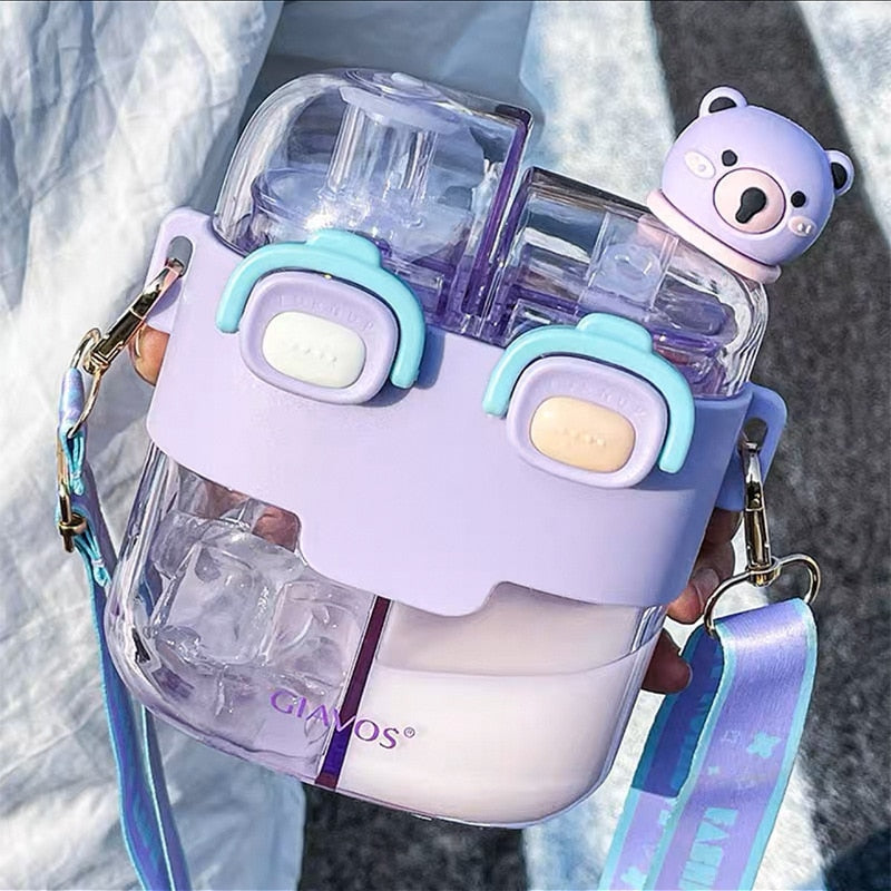 Láhev na vodu Hydration Buddy pro děti s designem dvojitého zásobníku