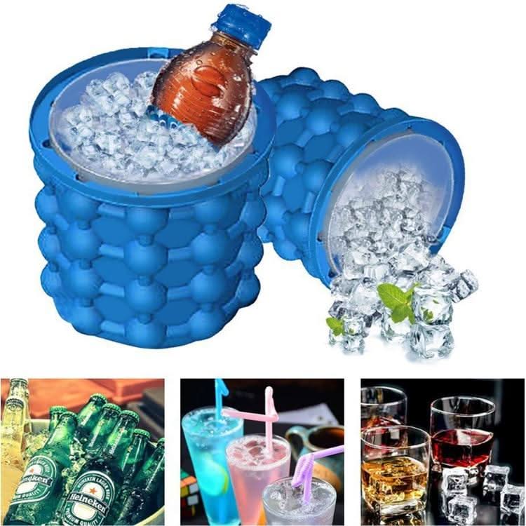 Máquina de Cubos de Gelo Compacta 2 em 1 com Forma de Silicone e Resfriador para Bebidas Frescas