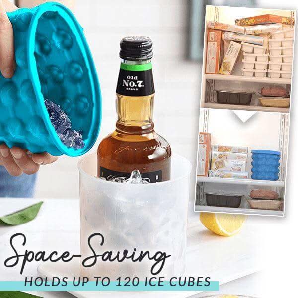 Máquina de Cubos de Gelo Compacta 2 em 1 com Forma de Silicone e Resfriador para Bebidas Frescas