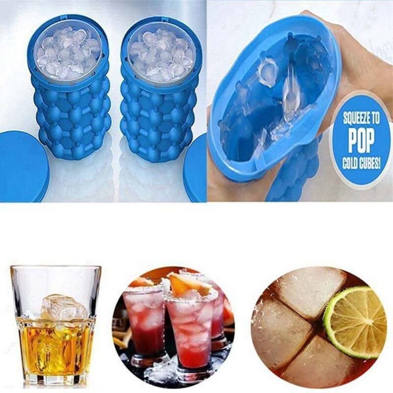 Máquina de Cubos de Gelo Compacta 2 em 1 com Forma de Silicone e Resfriador para Bebidas Frescas