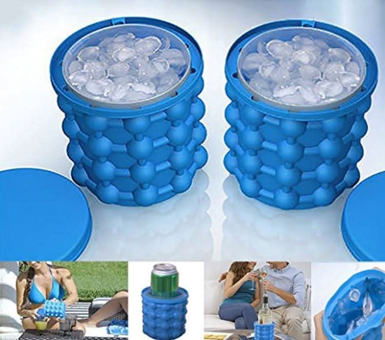 Máquina de Cubos de Gelo Compacta 2 em 1 com Forma de Silicone e Resfriador para Bebidas Frescas