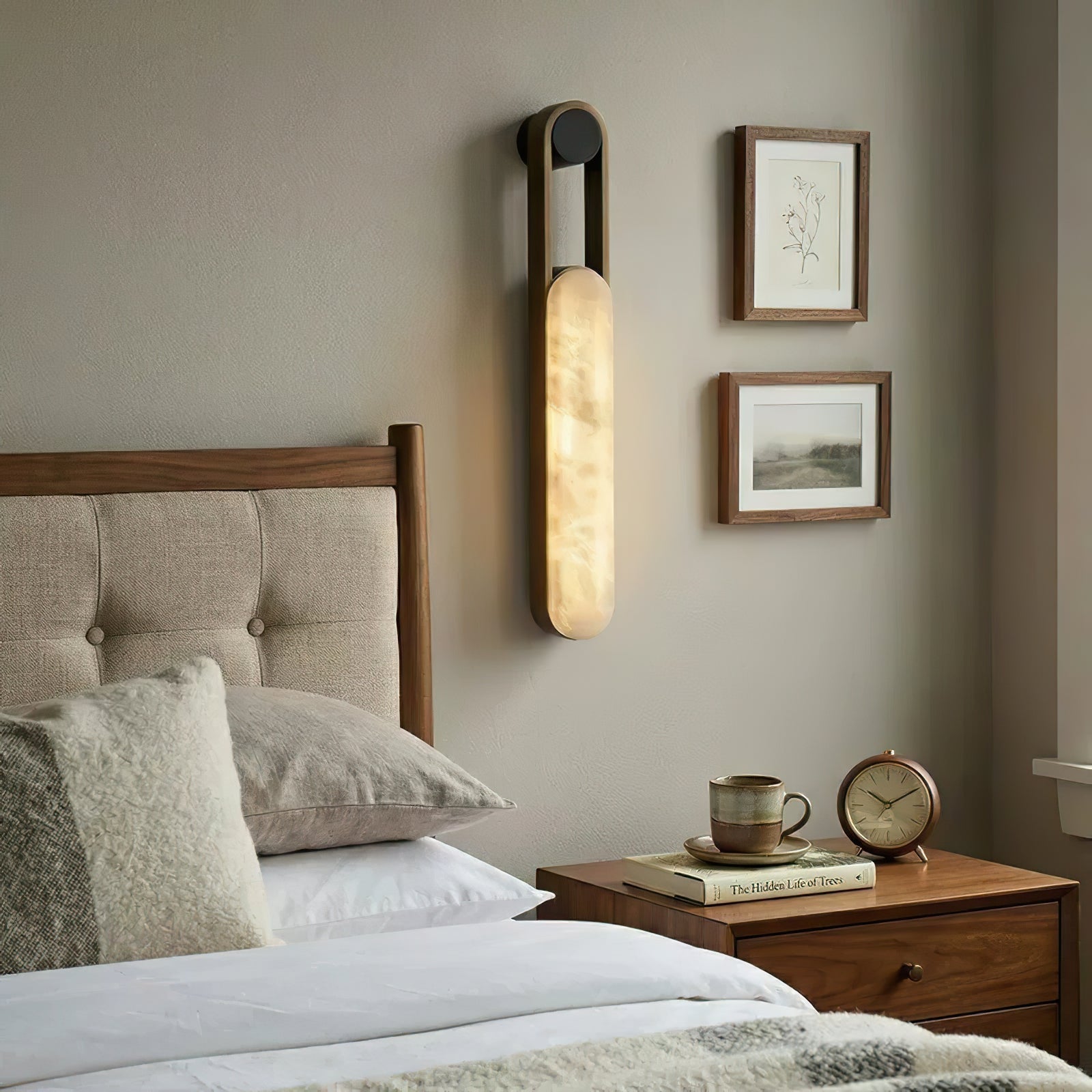 Lineaire kolomvormige albasten wandlamp voor de wastafel | Ormexis